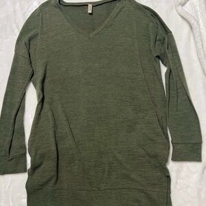 Elegant Olive Women's Crew Neck Long Sweater/ Sweater Dress